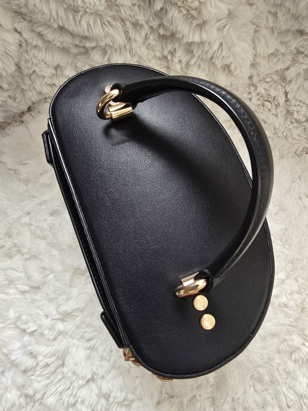 Coach Black Leather Top-Handle Mini Vanity Bag with Gold Hardware - Picture 9 of 12